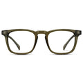 Khaki Green || Men's Rectangular Prescription Glasses with Khaki Green Frame and Clear Lenses on a white background