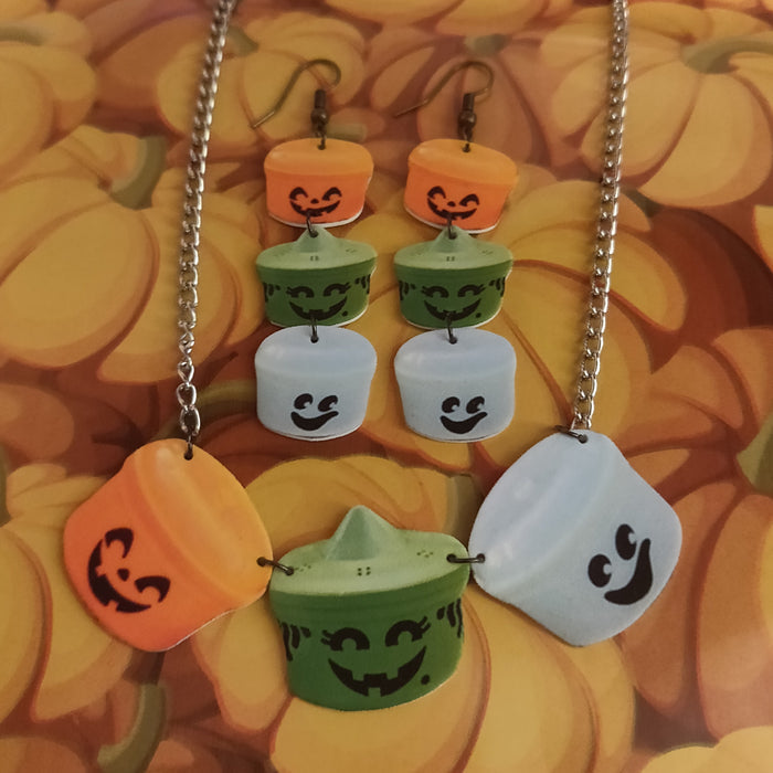 Halloween Boo Pails NECKLACE / EARRINGS