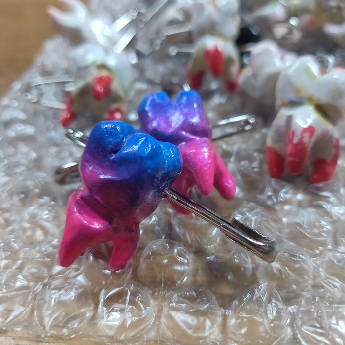 Blue and Pink w safety pin