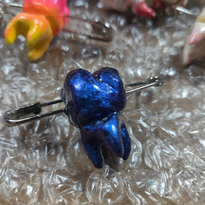 Metallic blue w safety pin