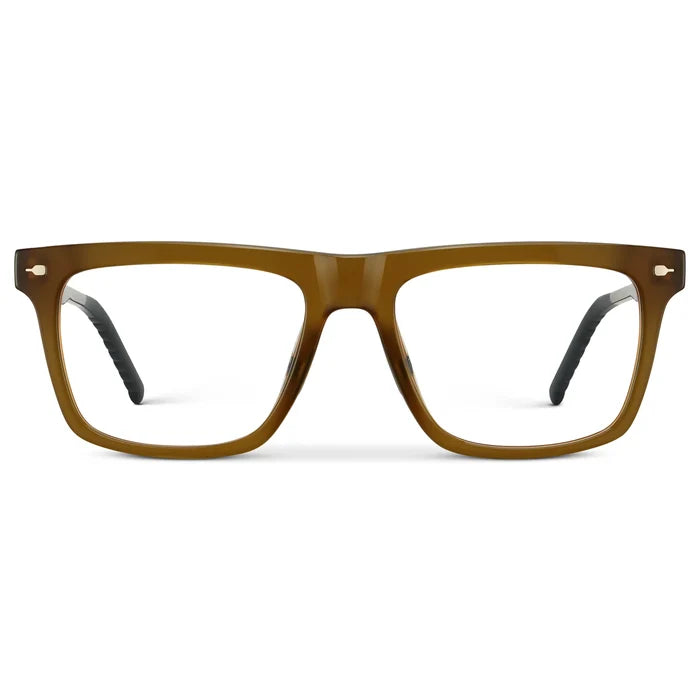 Dune Brown || Men's Classic Rectangular Prescription Eyeglasses with Dune Brown Frame and Clear Lens on a white background
