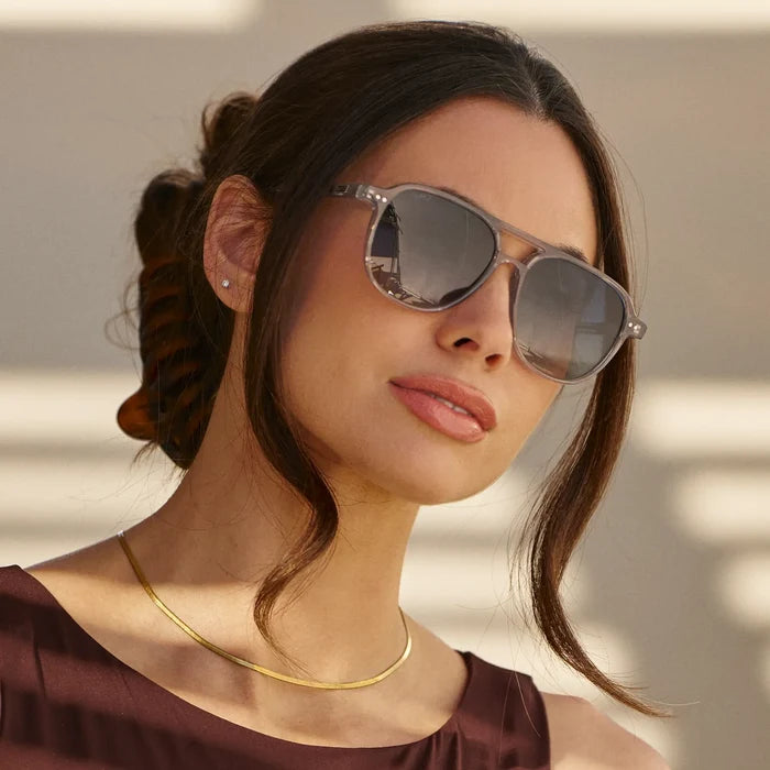 Crystal Mist / Blue Gradient Lens || Women's Square Frame Sunglasses in Crystal Mist with Blue Gradient Polarized Lenses