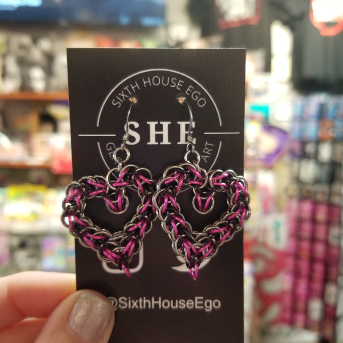 Heart Chainmaille EARRINGS by Sixth House Ego
