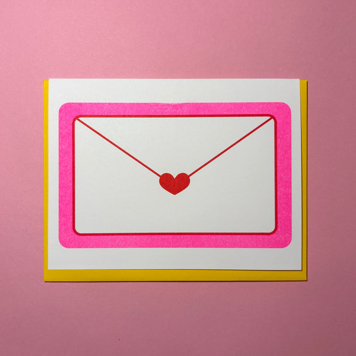 Heart Envelope Riso Print GREETING CARD