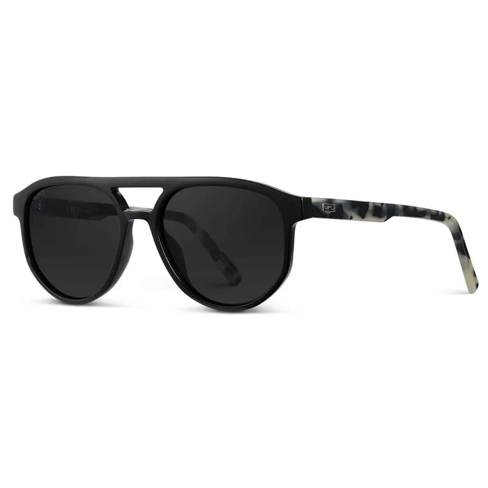Black Beige Tortoise / Black Lens || Men’s Modern Double Bridge Aviator Black Beige Tortoise Polarized Sunglasses with Black Lenses