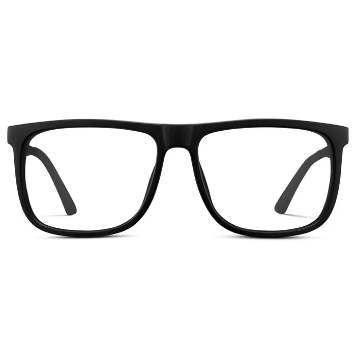 Jade Black || Men's Square Eyeglasses with Jade Black Frame and Clear Prescription Lens on a white background