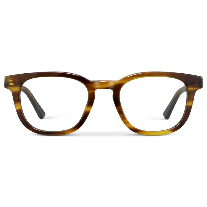 Golden Brown Grain || Men's Square Blue Light blocking glasses with Golden Brown Grain Acetate frame