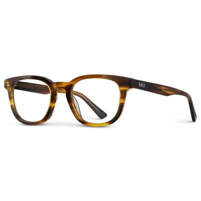 Golden Brown Grain || Men's Square Prescription Eyeglasses with Golden Brown Grain Acetate Frame and Clear Lens