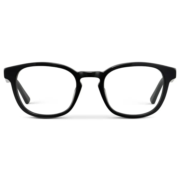 Black || Men's Rounded Rectangular Blue Light Blocking Glasses with Black Acetate frame