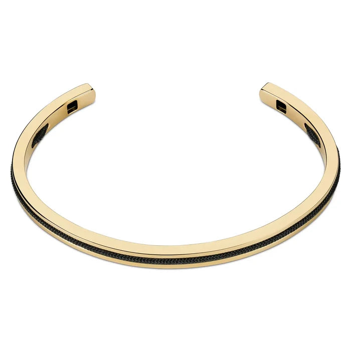 Gold / Black || Men's Cuff and Twisted Chain Bracelet Combination Set in Gold and Black on a white background