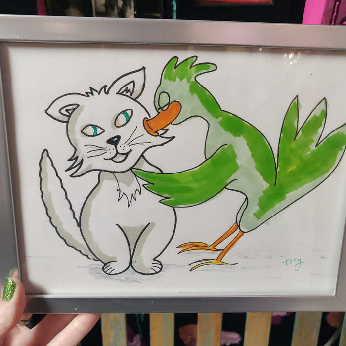 Kiss That Cat Framed  WALL ART
