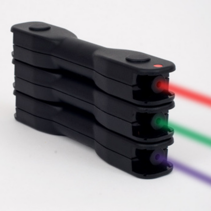 Laser Blox 3-pack in red, violet, and green for classroom optics lessons and demos