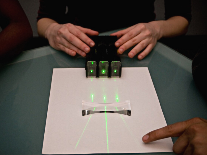 Violet Laser Blox showing fluorescence demonstration for classroom physics lessons