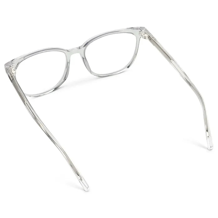 Clear || Women's Rectangular Prescription Glasses with a Clear Acetate Frame and Clear Lens