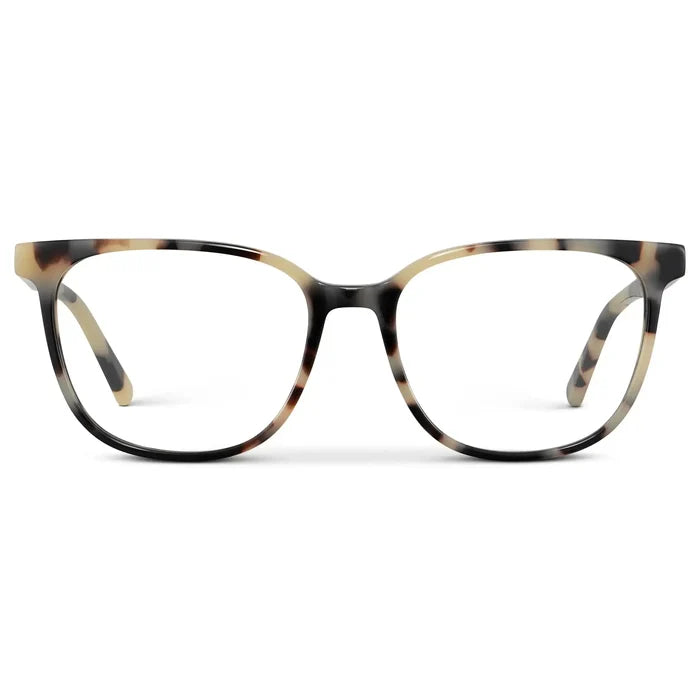Beige Tortoise || Women's Rectangular Prescription Glasses with a Beige Tortoise Acetate Frame and Clear Lens