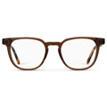 Crystal Brown || Men's Square Eyeglasses with Crystal Brown Acetate Frame and Clear Prescription Lens on a white background