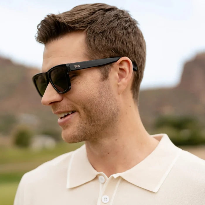 Black / Black Lens || Black Square Frame Sunglasses with Black Polarized Lenses