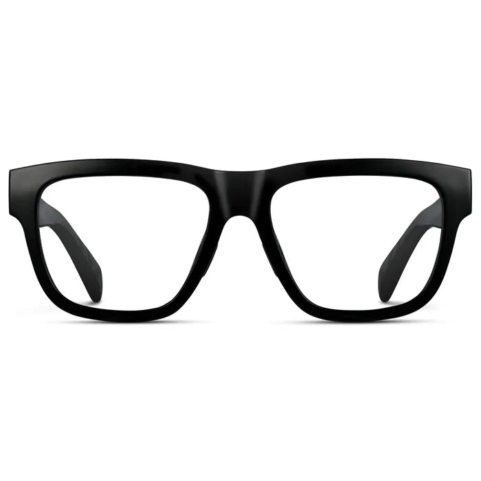 Black || Men's Square Prescription Classes with Black Frame and Clear Lenses on a white background