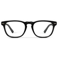 Black || Men's Rectangular Blue Light Blocking Glasses with Black Acetate Frame and Clear Lens