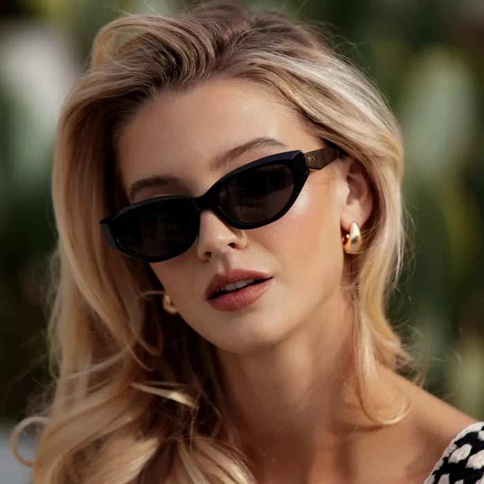 Black / Triple Black Lens || Women's Cat-Eye Polarized Sunglasses with Black Acetate and TR90 frame and Black Lens