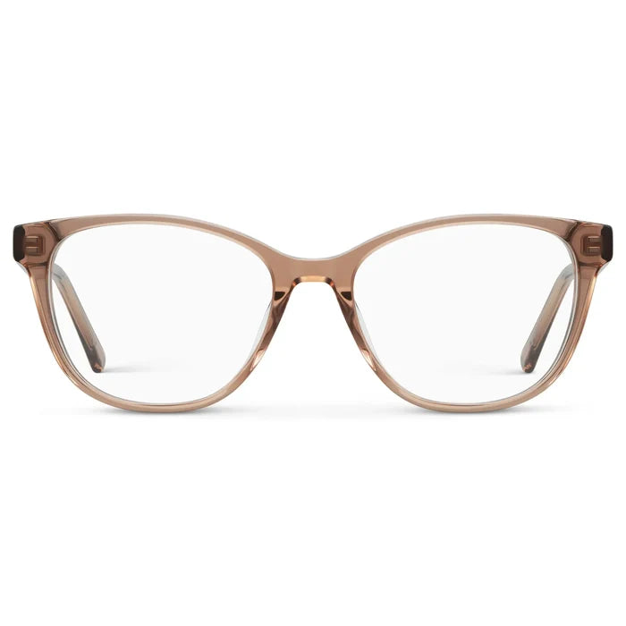 Light Brown || Women's Cat-Eye Blue Light Blocking Glasses with Light Brown Acetate Frame and Clear Lens on a white background