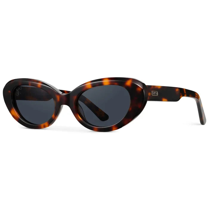 Brown Tortoise / Smoke Grey Lens || Women's polarized rounded cat-eye sunglasses with Brown Tortoise Acetate Frame and Smoke Grey Lens