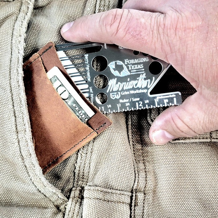 Mark Merriwether foraging kit. Credit card size foraging tools