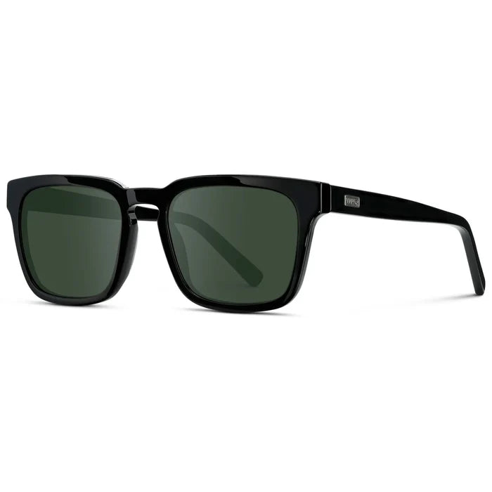 Black / G15 || Men's Sleek Square Prescription Sunglasses with Black Acetate Frame and Green Prescription Lens