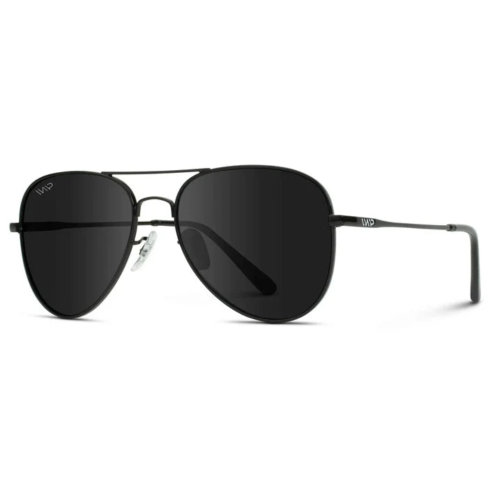 Full Black || Men's Black Double Bridge Aviator Sunglasses with Black Polarized Lenses