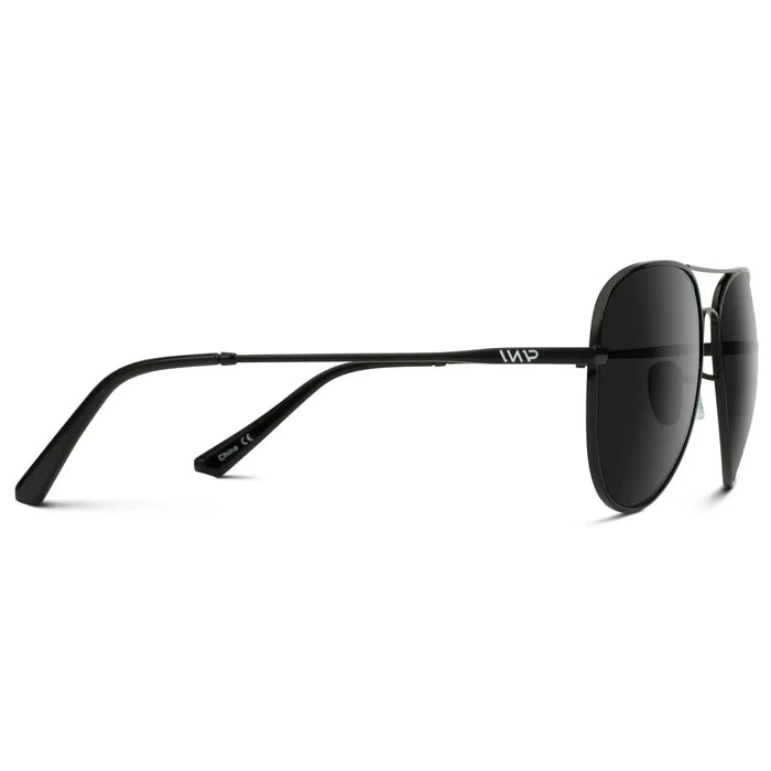 Full Black || Men's Black Double Bridge Aviator Sunglasses with Black Polarized Lenses
