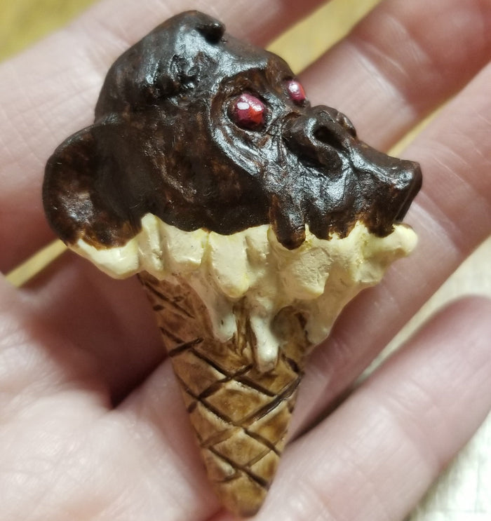 Monkey Ice Cream Cone Hand-sculpted PINS