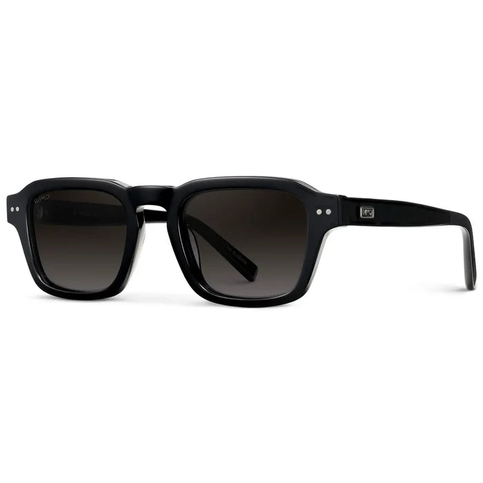 Black / Oak Brown Gradient || Men's Rectangular Polarized Sunglasses with Black Acetate Frame and Oak Brown Gradient Lens