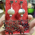 Moths with Hearts & Beads EARRINGS by Skullduggery  Studio