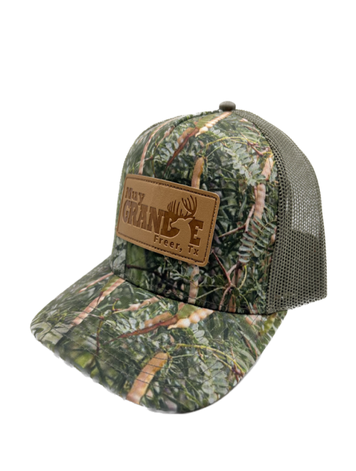 Muy Grande Camo Leather Patch Snapback - Olive