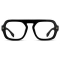 Black || Women's Oversized Aviator Prescription Eyeglasses with Black Frame and Clear Lenses on a white background