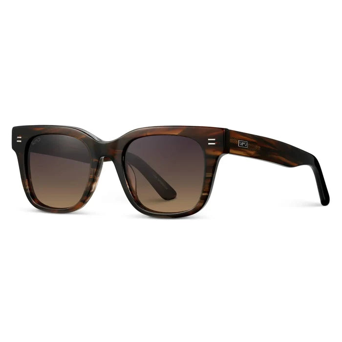 Red Oak / Gradient Amber Lens || Men's Square Acetate Red Oak wood grain design Frame Sunglasses with Gradient Amber Polarized Lens