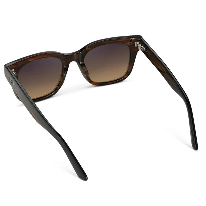 Red Oak / Gradient Amber Lens || Men's Square Acetate Red Oak wood grain design Frame Sunglasses with Gradient Amber Polarized Lens