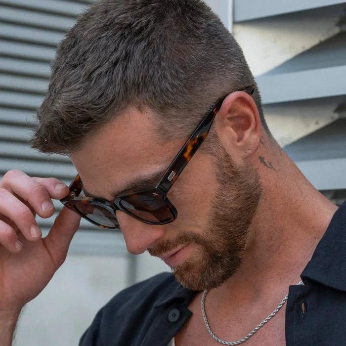 Brown Tortoise / Gradient Brown Lens || Men's Square Acetate Brown Tortoise Frame Sunglasses with Gradient Brown Polarized Lens