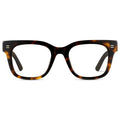 Brown Tortoise || Men's Square Prescription Glasses with Brown Tortoise Frames and Clear Lenses on a white background