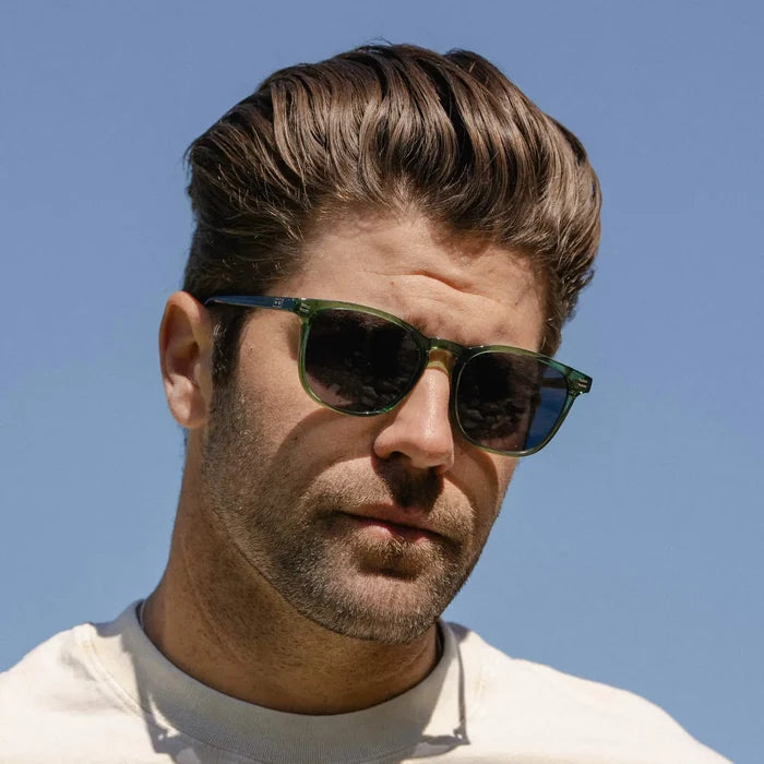 Emerald Green / Black Lens || Men's Green Square Frame Sunglasses with Black Polarized Lenses