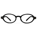 Black || Women's Slim Oval Prescription Glasses with Black Frame and Clear Lens on a white background