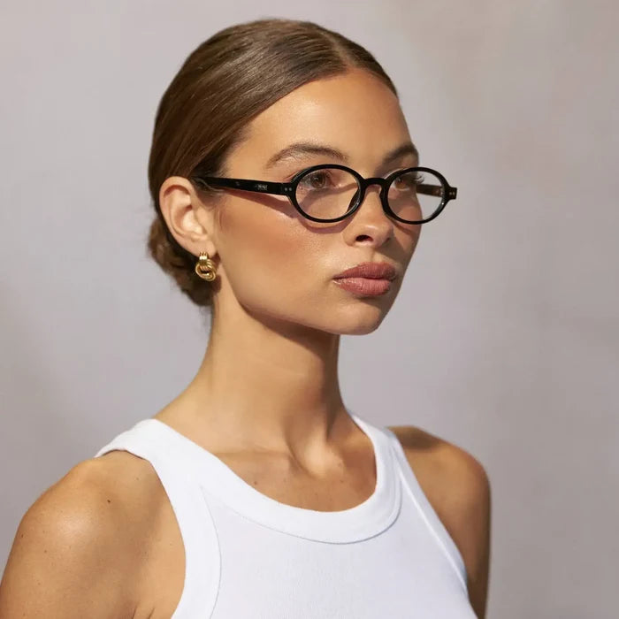 Black || Women's Slim Oval Prescription Glasses with Black Frame and Clear Lens