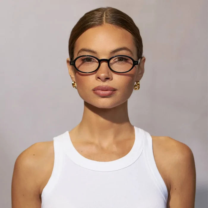Black || Women's Slim Oval Prescription Glasses with Black Frame and Clear Lens