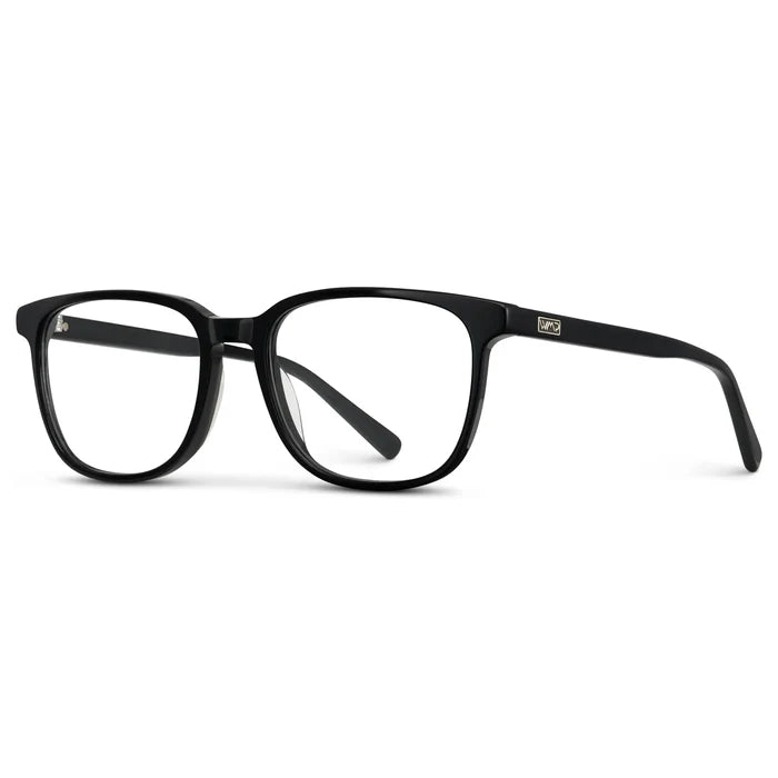Black || Unisex Oversized Rectangular Blue Light Blocking Glasses with Black Acetate Frame and Clear Lens