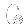Line art icon of an oval lens with a circle containing a sun symbol crossed out, indicating non-polarized lenses