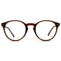 Crystal Chestnut Brown || Brown Round Frame Blue Light Blocking Glasses for Computer Use on a white background