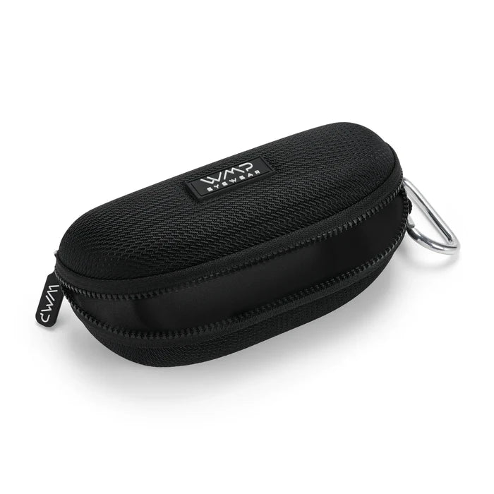 Black || Hard shell zipper case designed to protect eyewear from scratches and damage while on the go