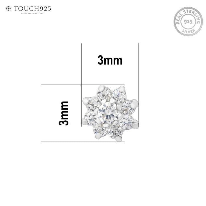 Petal Cluster Silver Nose Pin