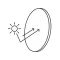 Icon of a sun with an arrow pointing to a lens, indicating sun protection for lenses.