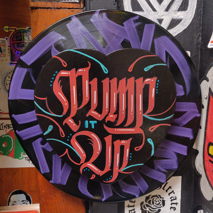 Pump It Up Heart Record WALL HANGiNG by Death and Taxes
